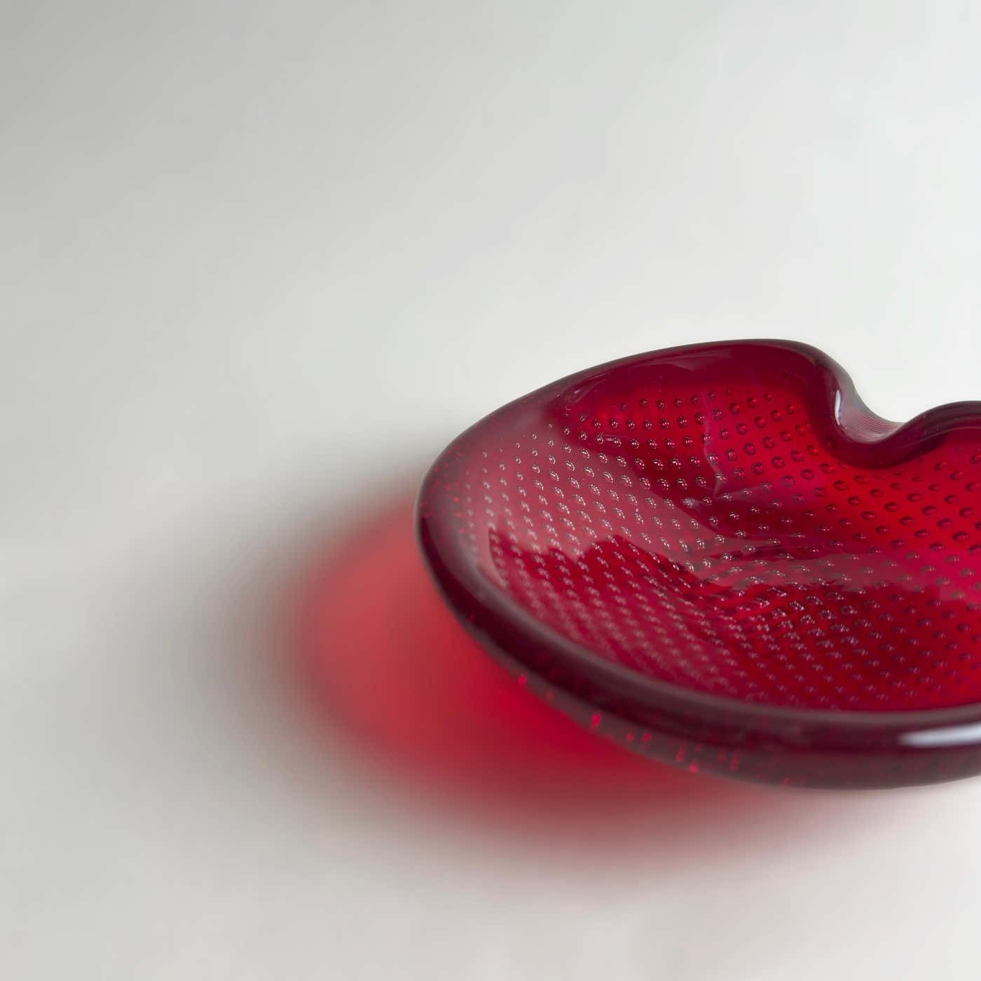 Murano Ruby Red Glass Ashtray By Archimede Seguso, 1960s Italy photo furniture