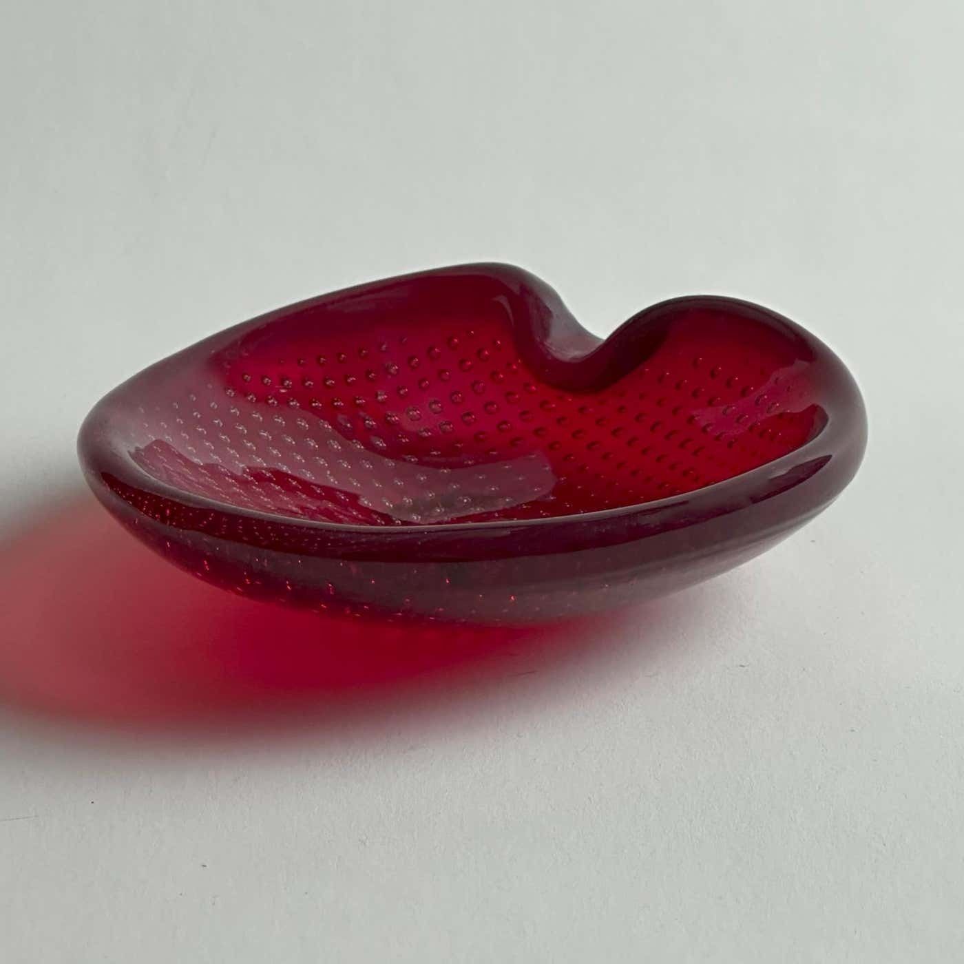photo furniture Murano Ruby Red Glass Ashtray By Archimede Seguso, 1960s Italy