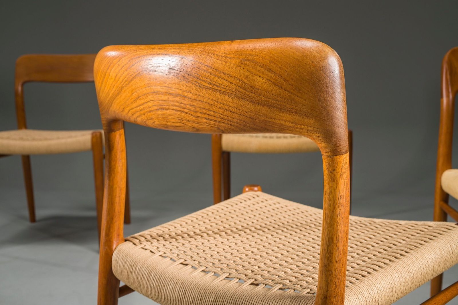 Danish Teak Model 75 Dining Chairs By Niels Møller, 1960s, Set Of 8 photo vintage