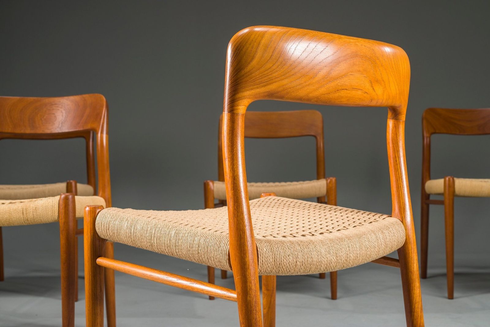 photo furniture Danish Teak Model 75 Dining Chairs By Niels Møller, 1960s, Set Of 8