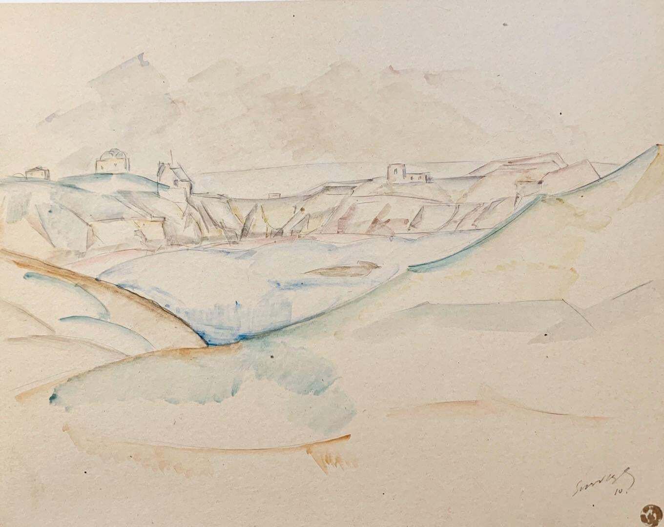 Léopold Survage "Landscape" Watercolor Cm. 30 X 22 1910 1920
