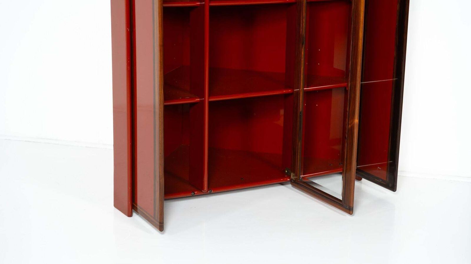 photo for sale Pair Of Red Artona Bookcases By Afra And Tobia Scarpa, Maxalto, 1960s