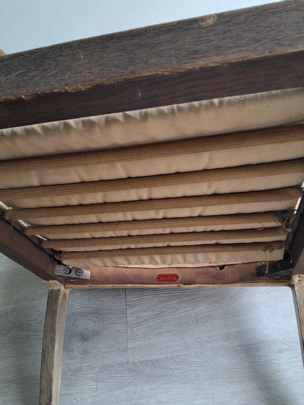 Vintage Parker Knoll Armchair: Mid Century Modern Upholstered Oak Carver Chair photo vintage