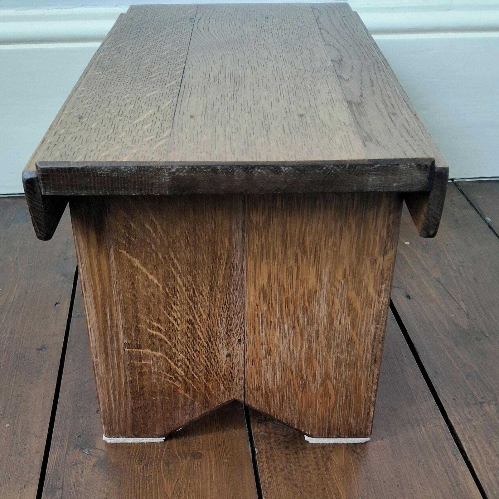 Vintage Square Wooden Low Oak Bench Rustic Farmhouse Original photo 100.0