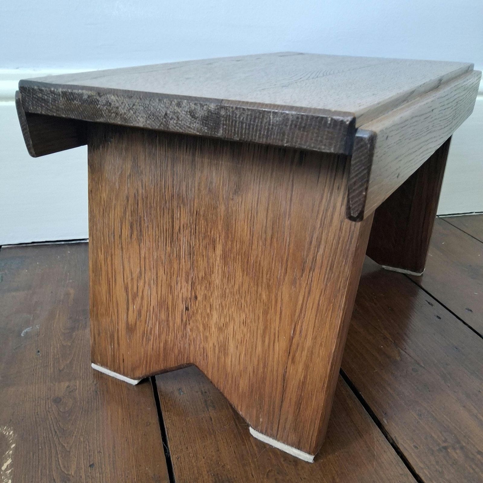 Vintage Square Wooden Low Oak Bench Rustic Farmhouse Original photo buy