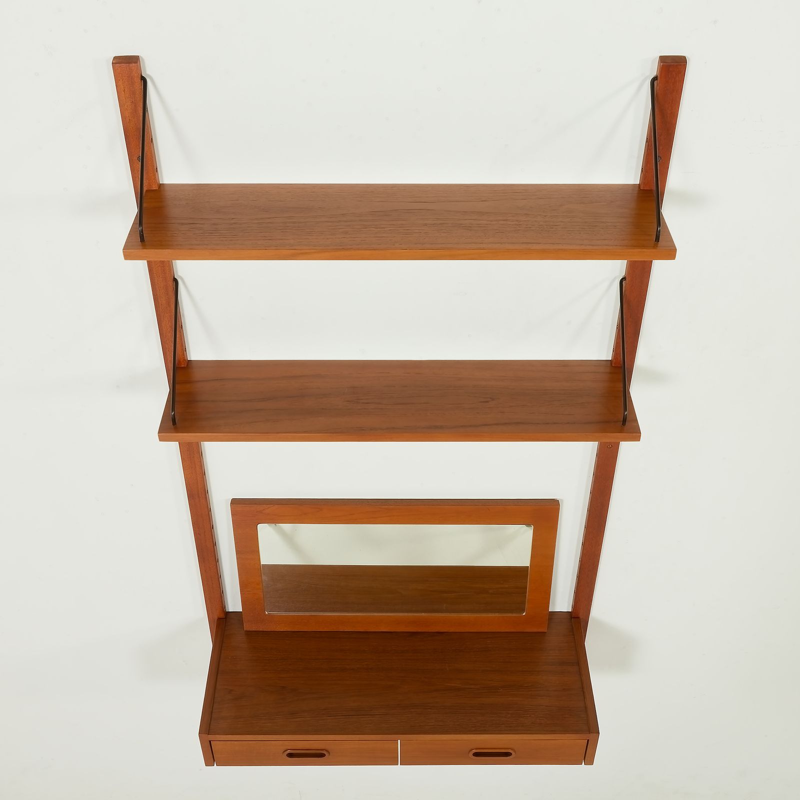 Scandinavian Mid Century Wall Unit With A Console And A Mirror, Denmark, 1970s photo vinterior