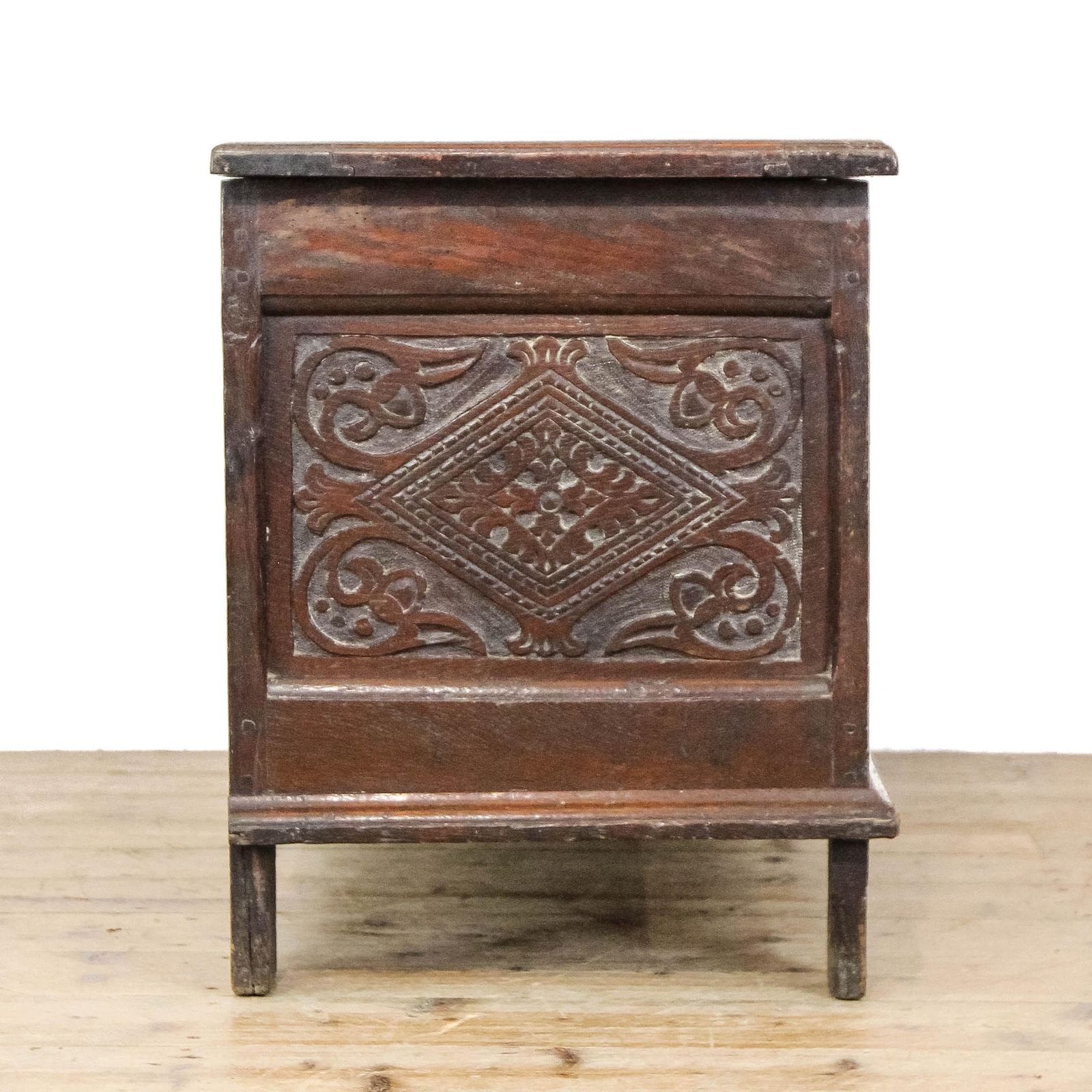 Antique Carved Oak Coffer | Antique Furniture | Antique Trunk | Antique Oak Blanket Box | Antique Storage (M 6777) photo vinterior