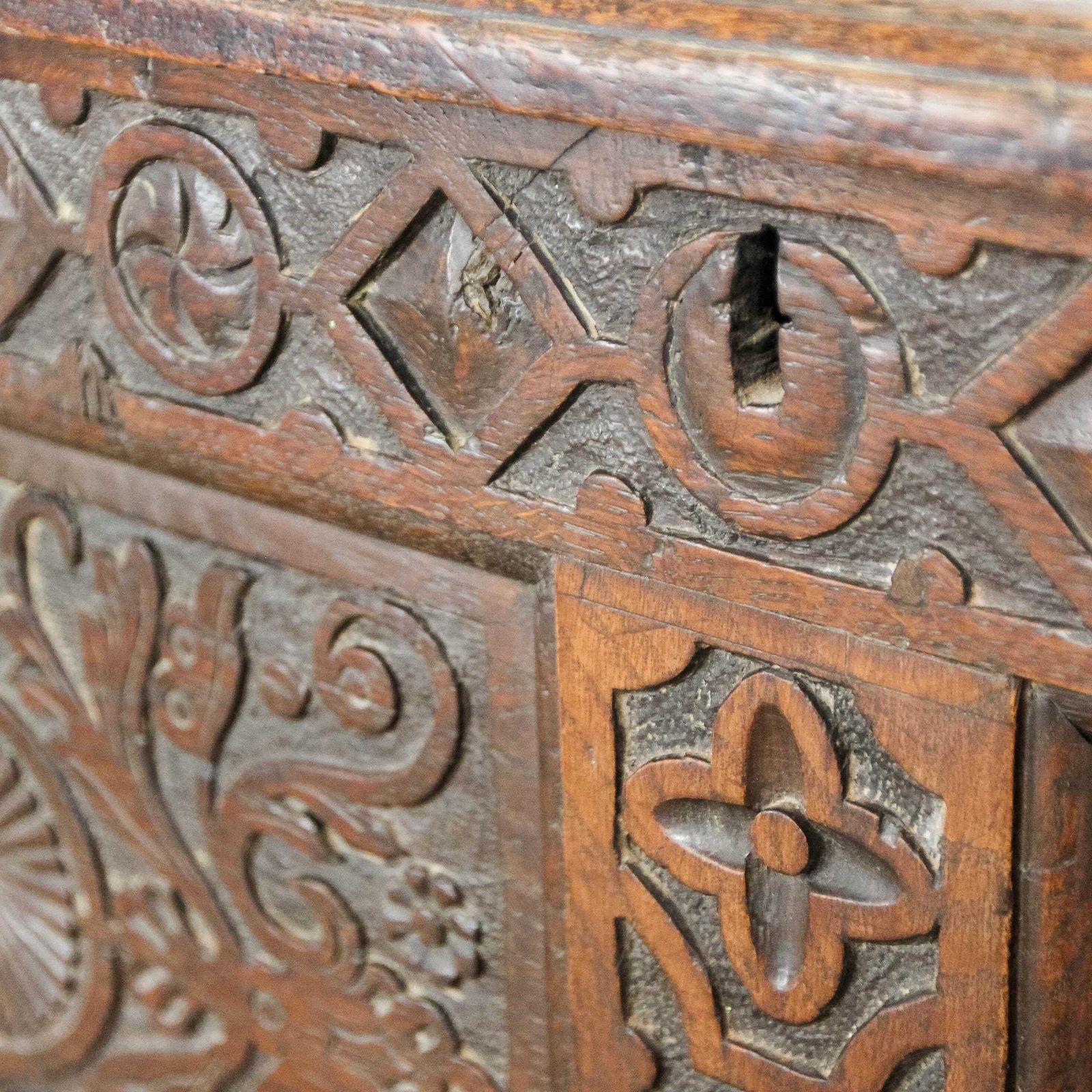 Antique Carved Oak Coffer | Antique Furniture | Antique Trunk | Antique Oak Blanket Box | Antique Storage (M 6777) photo vintage