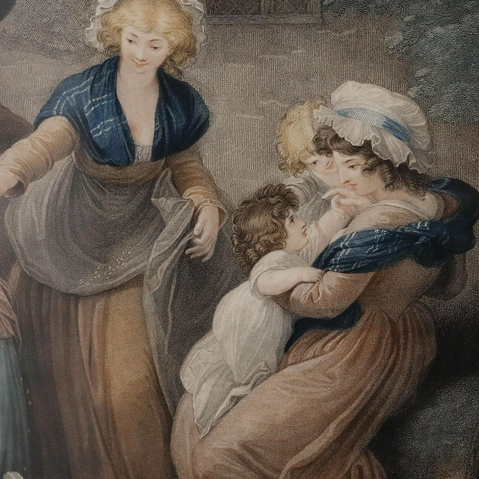 Charles Knight After Thomas Stothard   Stipple Engraving, The Tenant's Family photo vintage