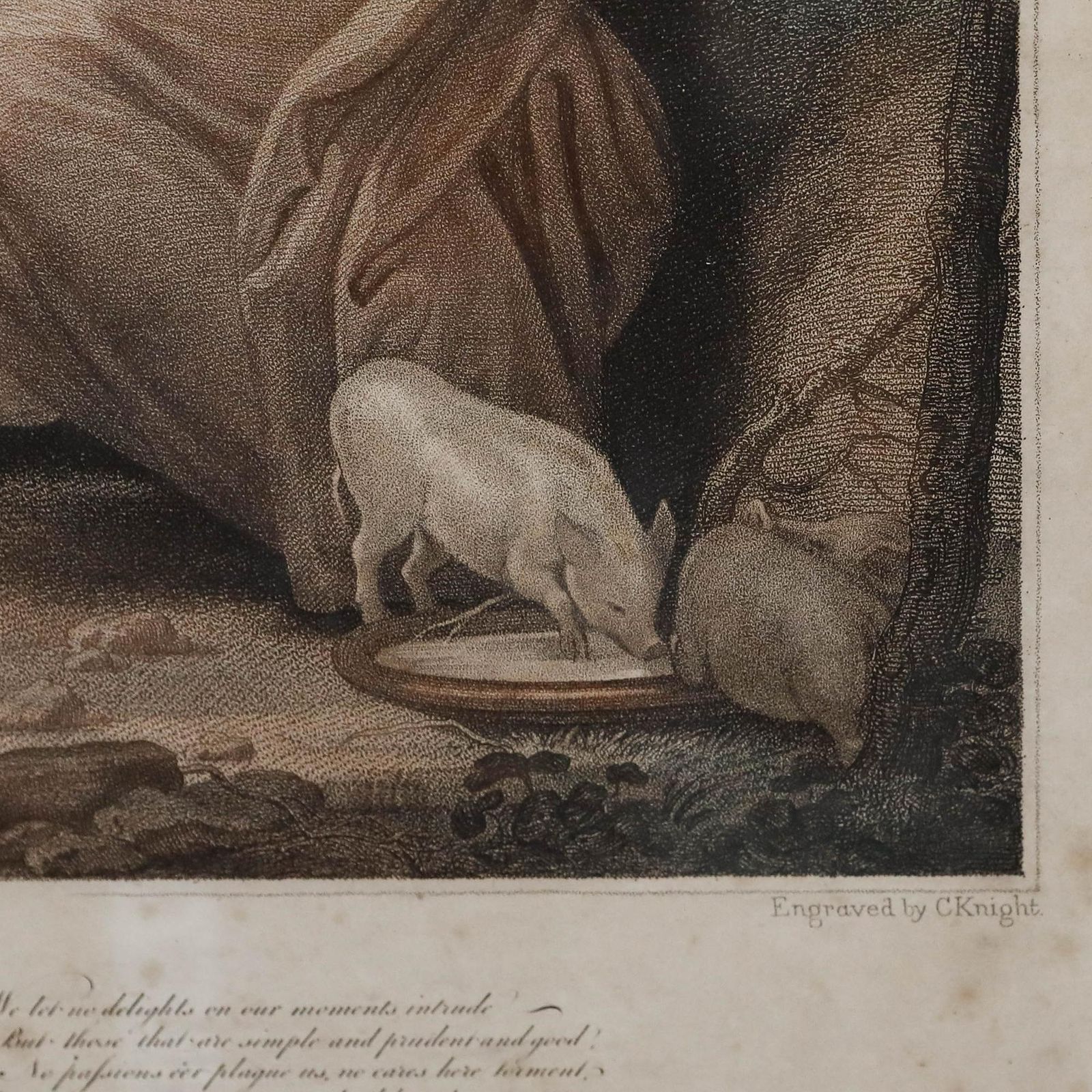 photo for sale Charles Knight After Thomas Stothard   Stipple Engraving, The Tenant's Family