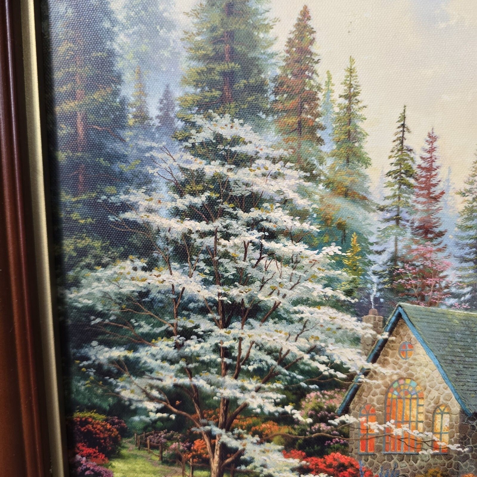 Thomas Kinkade Limited Edition Dogwood Chapel Illuminating Canvas Print Rare photo buy