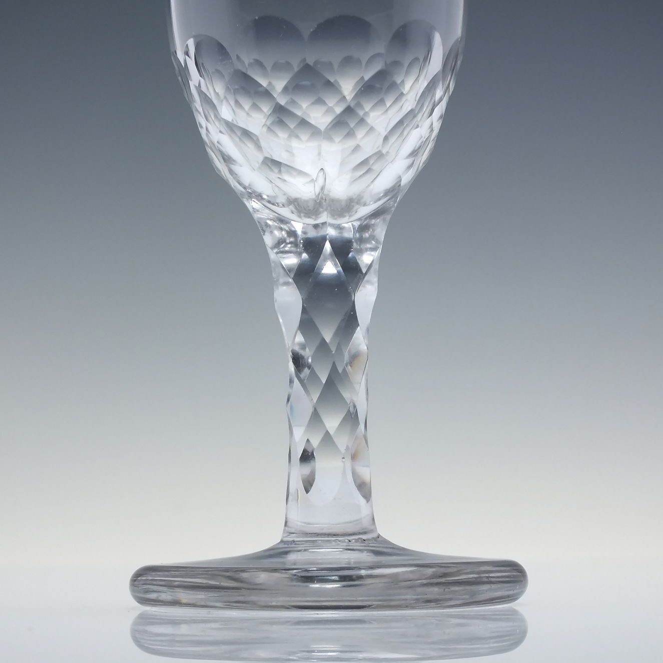 Georgian 18th Century Facet Cut Short Wine Glass With Thick Firing Foot C1790 photo Home Decor