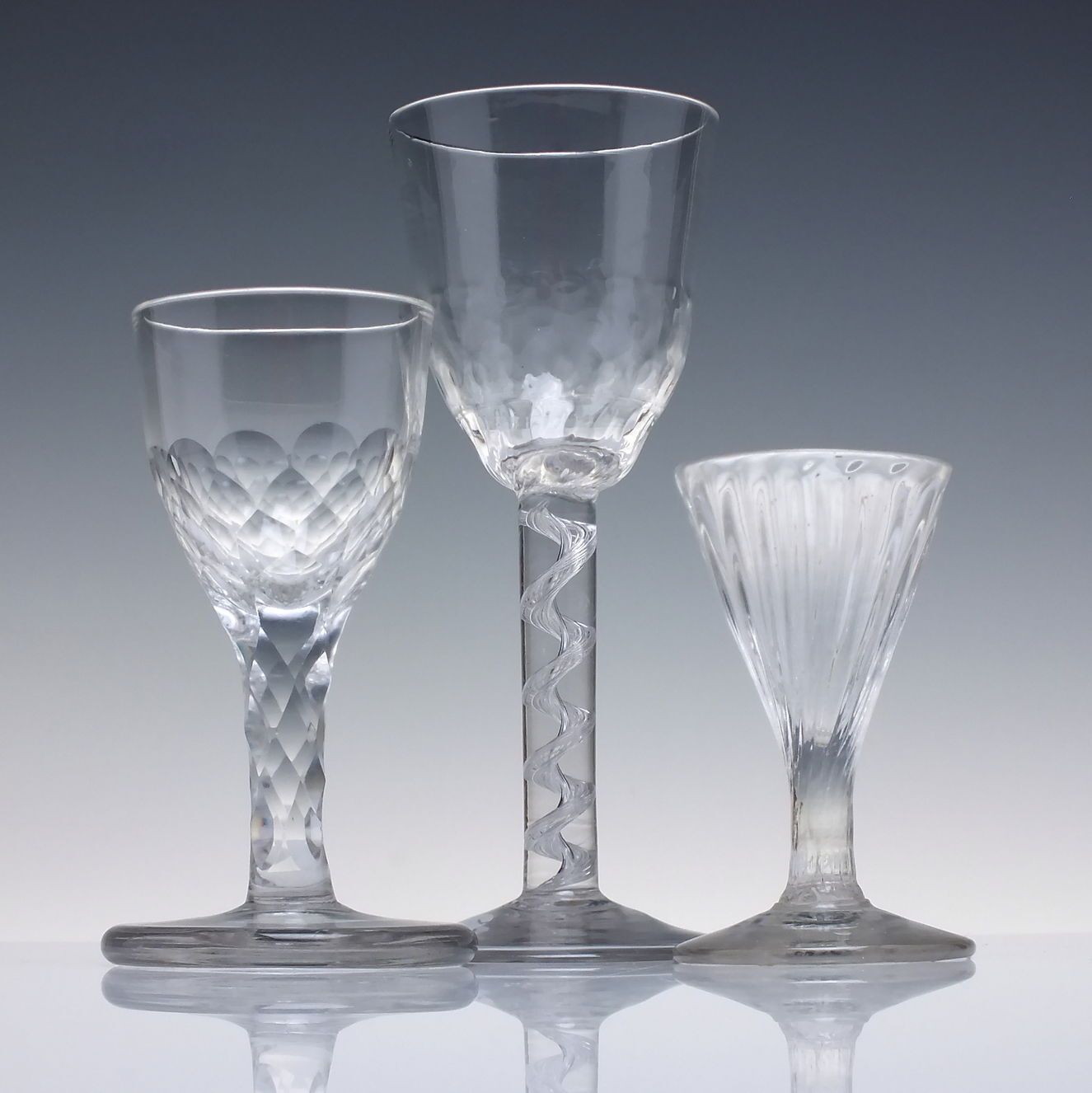 Georgian 18th Century Facet Cut Short Wine Glass With Thick Firing Foot C1790 photo vinterior