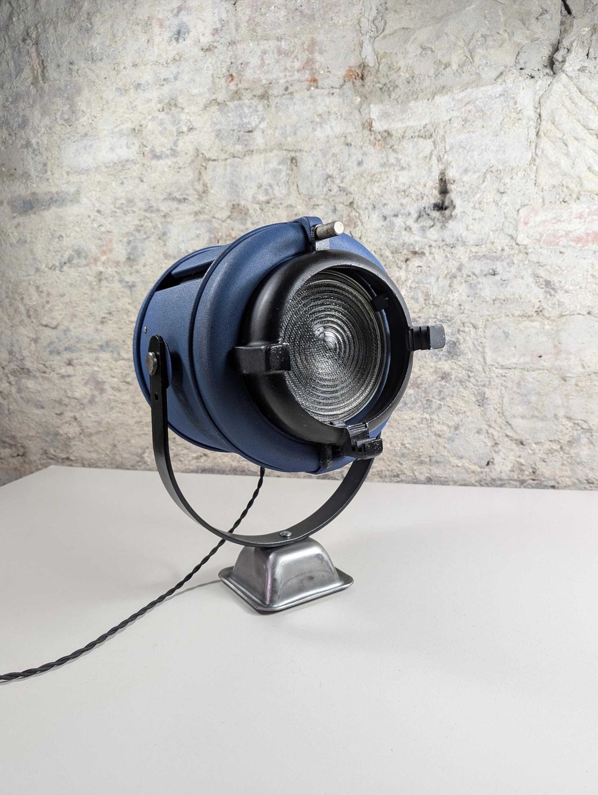 Vintage Industrial Stage Lamp 1980s Furse Spotlight Blue Theatre Light Desk Lamp E27 Pat Tested Loft Lighting photo for sale