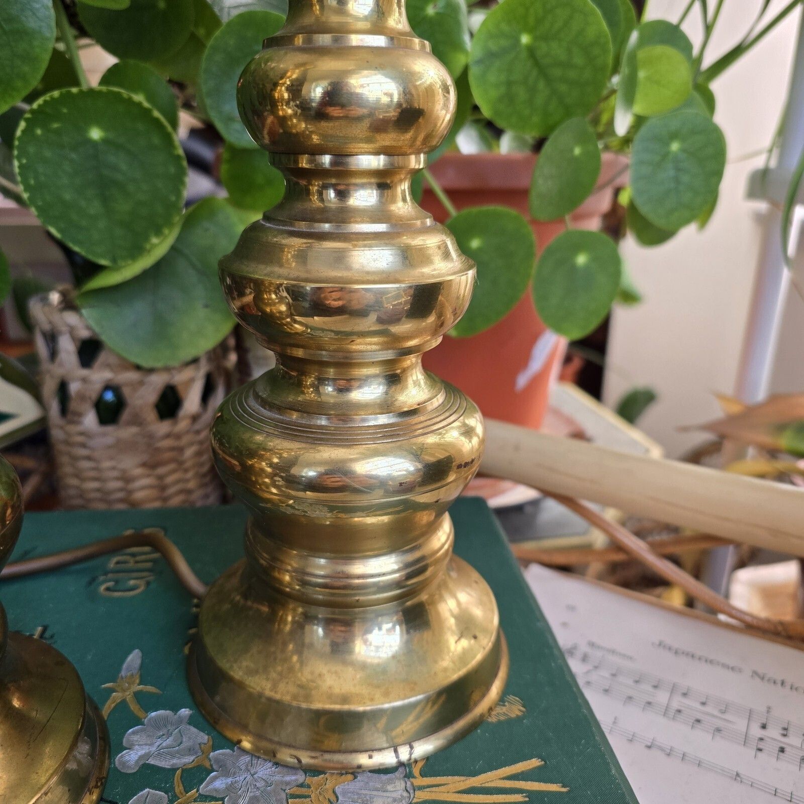 Vintage Brass Bobbin Church Table Lamps X 2 Made In Japan Rare Country House photo vintage