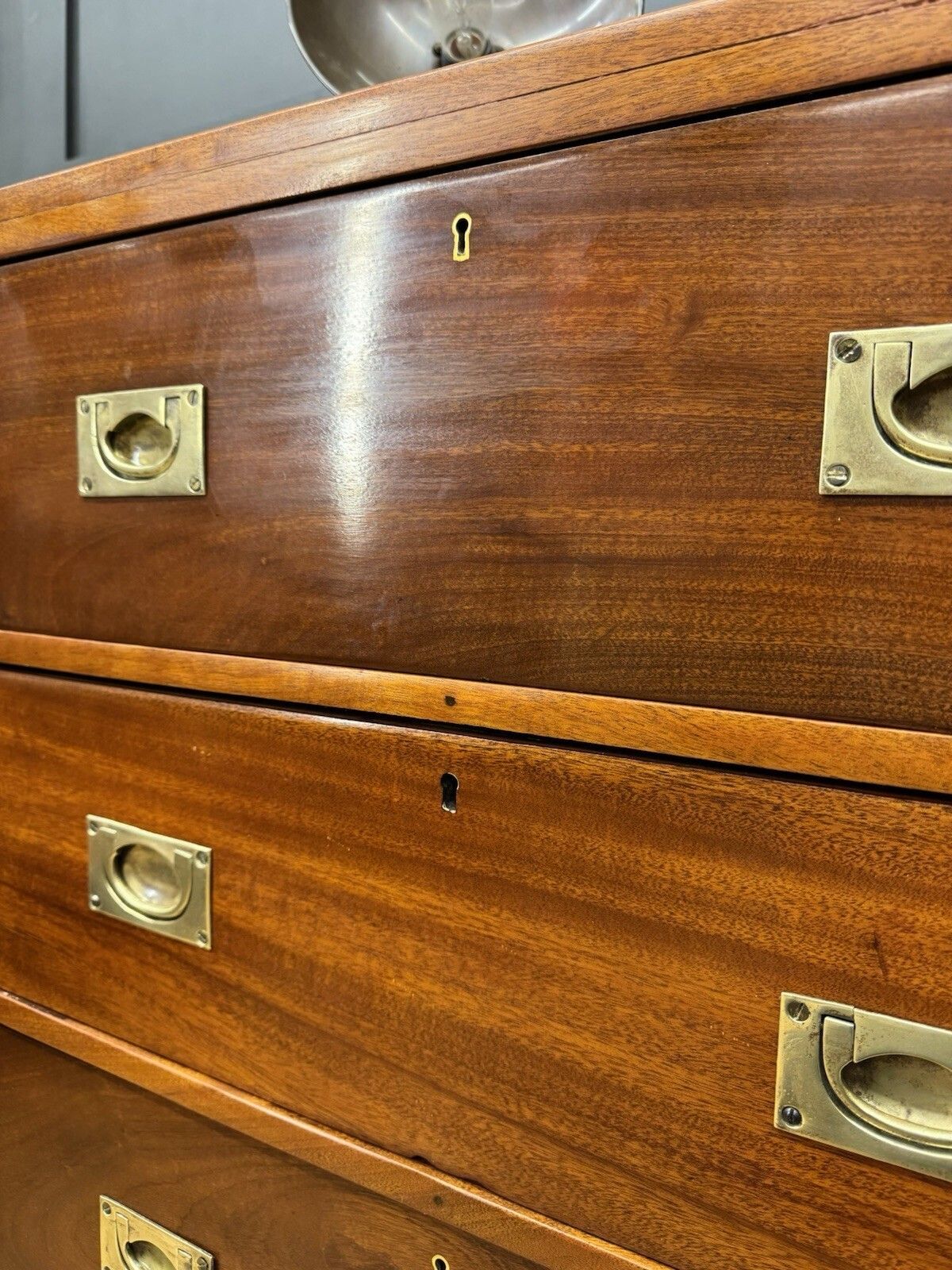 Antique Campaign Military Chest Of Drawers Solid Mahogany Ship Drawers photo Furniture