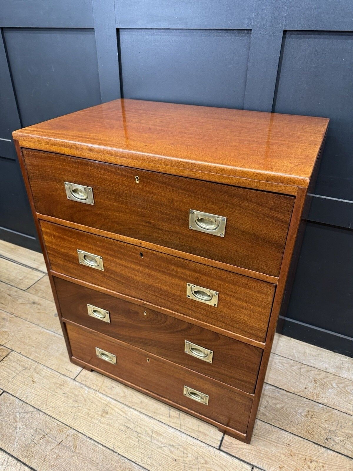 photo furniture Antique Campaign Military Chest Of Drawers Solid Mahogany Ship Drawers