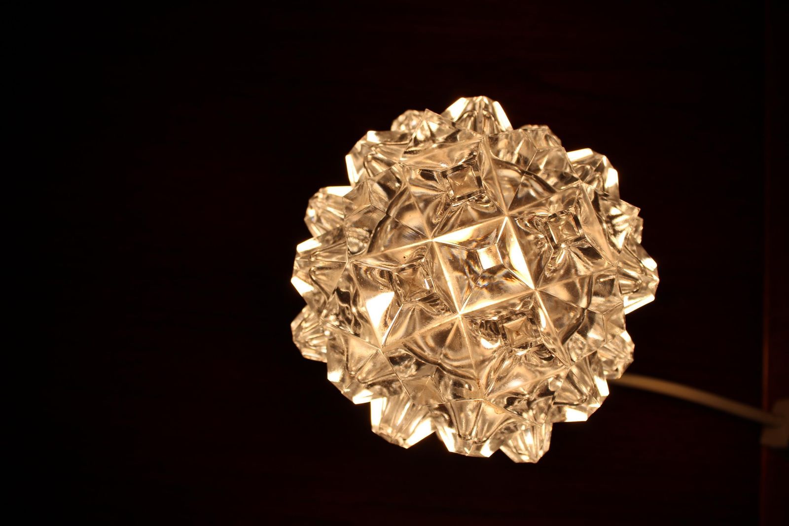Mid Century Czech Crystal Glass Table Lamp, 1970s Chrome Base photo vintage