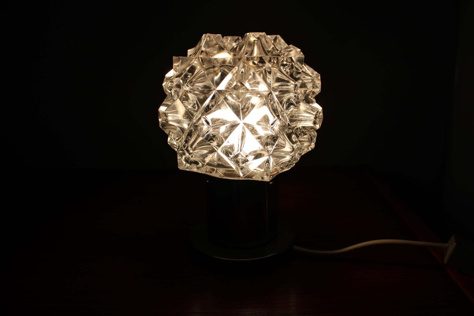 photo furniture Mid Century Czech Crystal Glass Table Lamp, 1970s Chrome Base