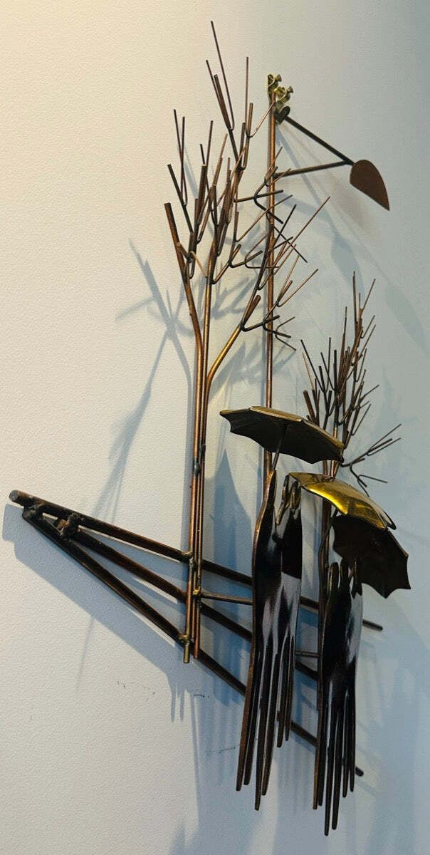 1970s Brutalist "Rainy Day" By R. Richèse Brass & Copper 3 D Wall Hanging Art photo Art