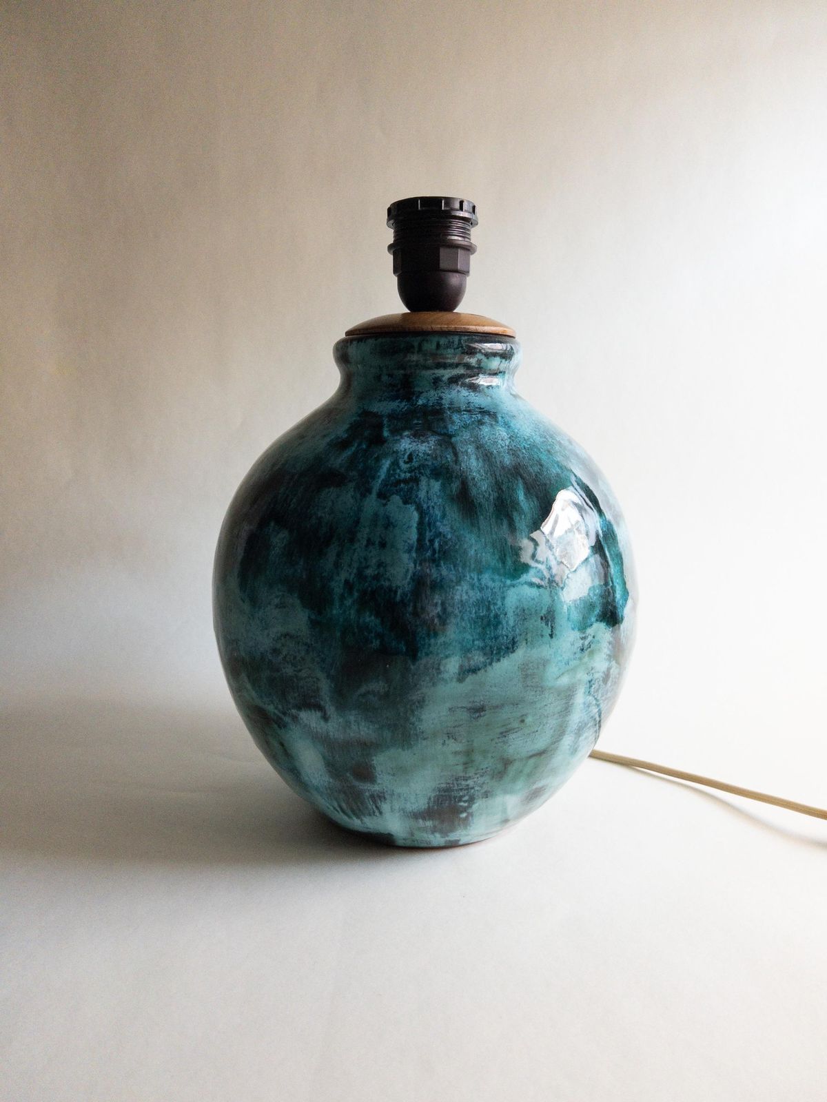 photo furniture Gustav Spörri Ceramic Table Lamp Base, Swiss Mid Century Pottery