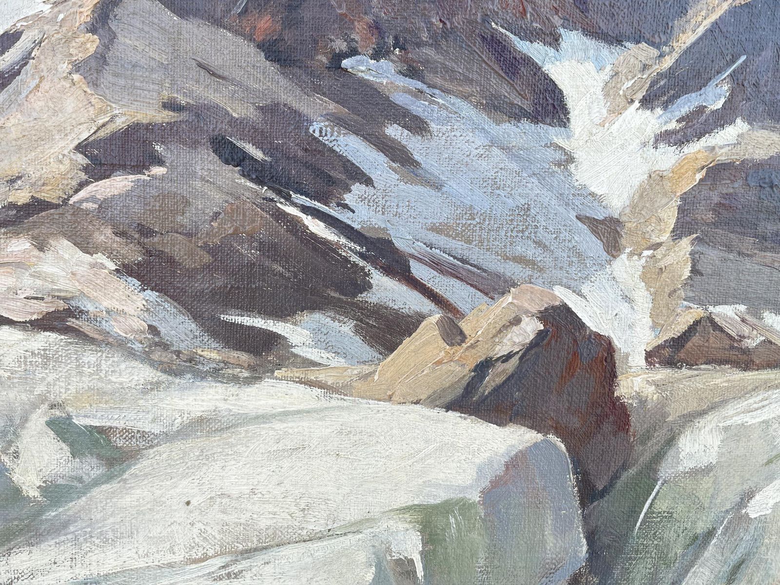 Mont Blanc – Oil Painting On Panel – Karl Böttner, 1939 photo vintage