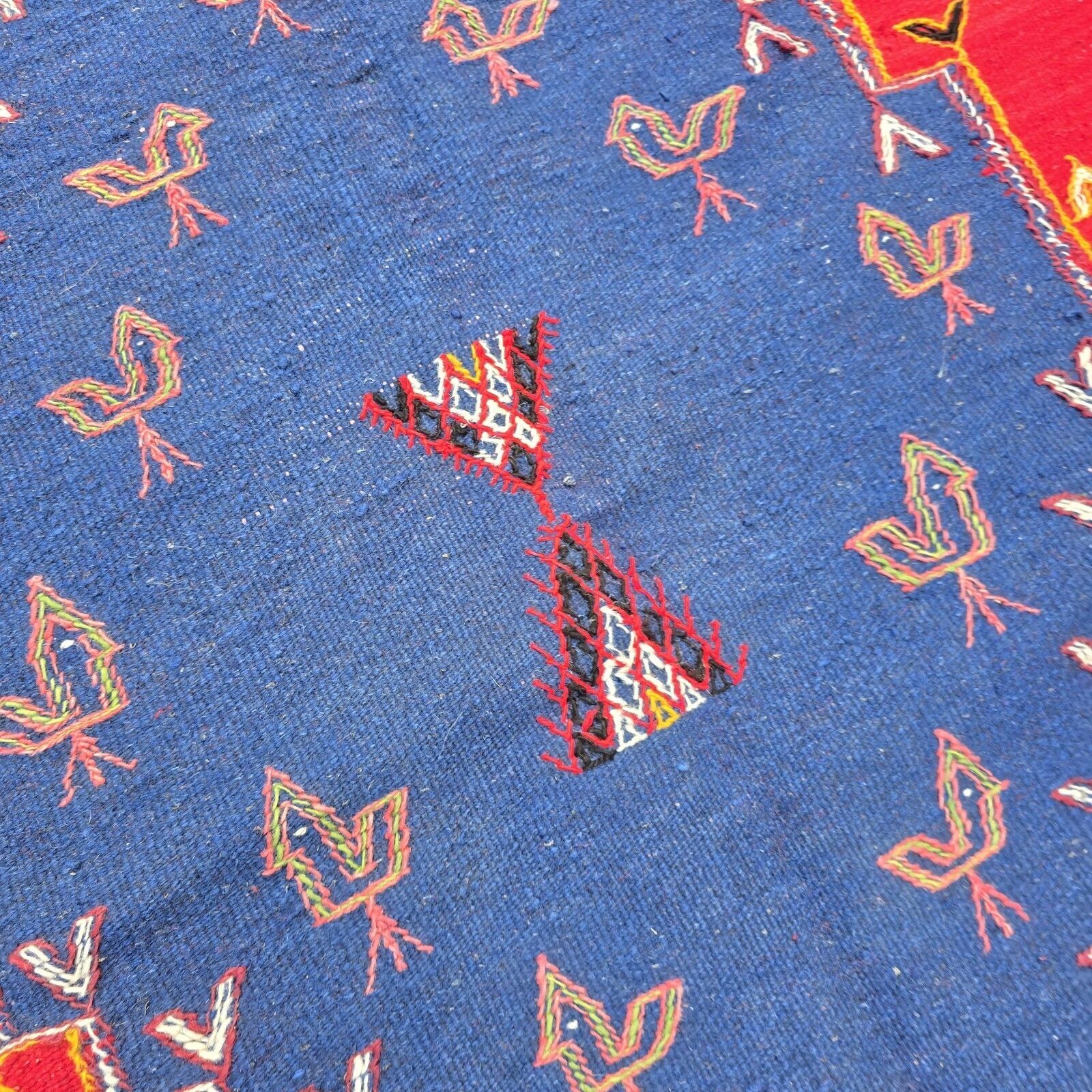 Vintage Berber Rug Wool Kilim Carpet Red Trafitional Oriental Handmade 156x263cm photo Textiles