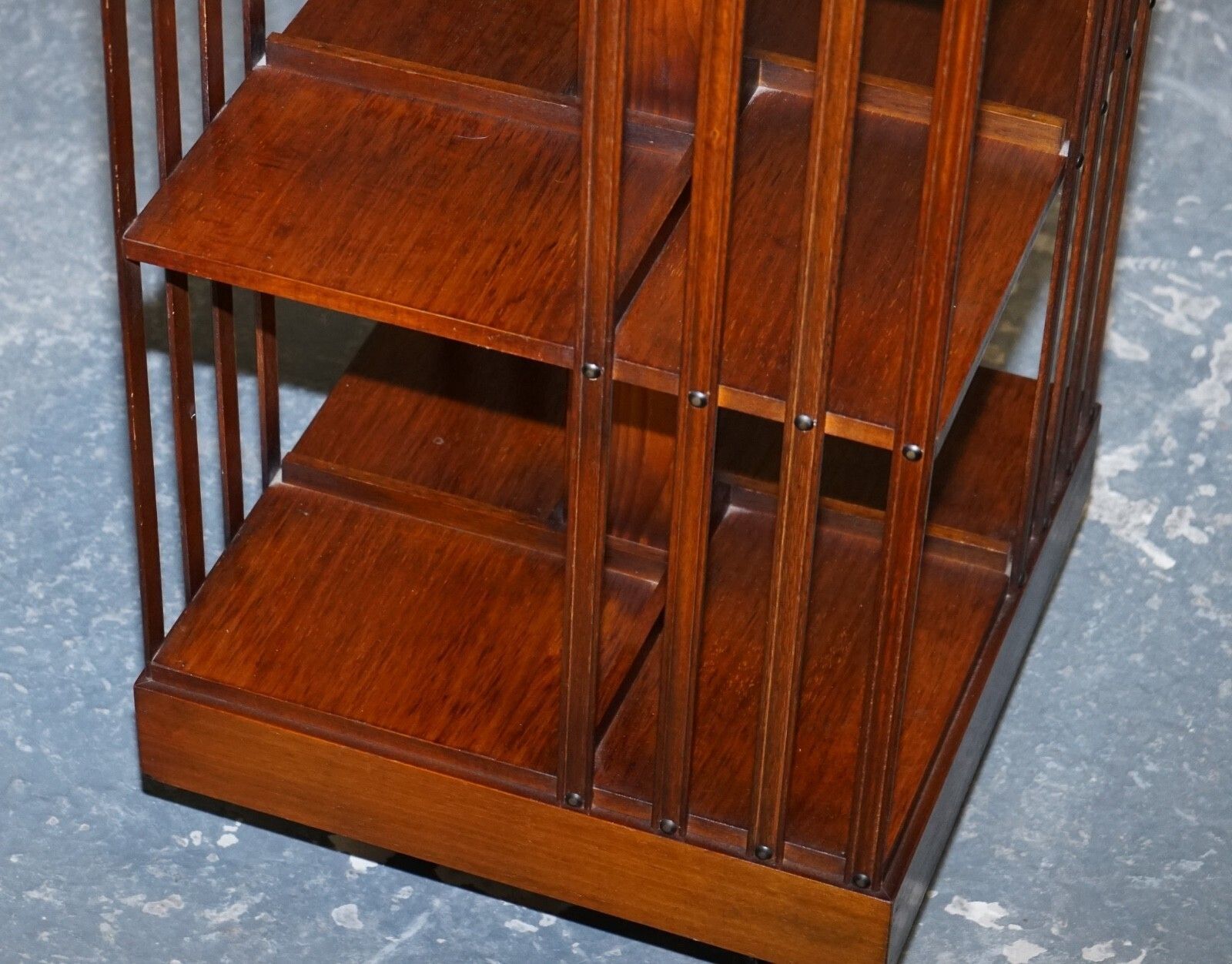 Furniture Vintage Burr Walnut Top Revolving Bookcase Raised On Castors photo