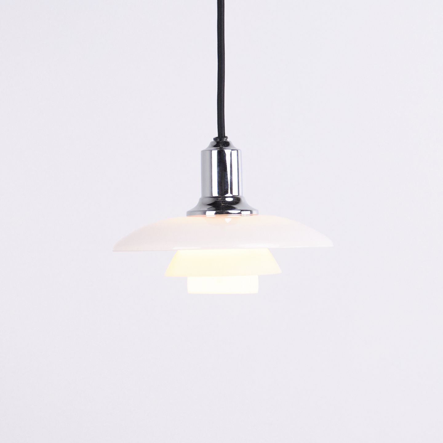 Poul Henningsen Pendant Lamp Model Ph 2/1 In Chrome For Louis Poulsen.