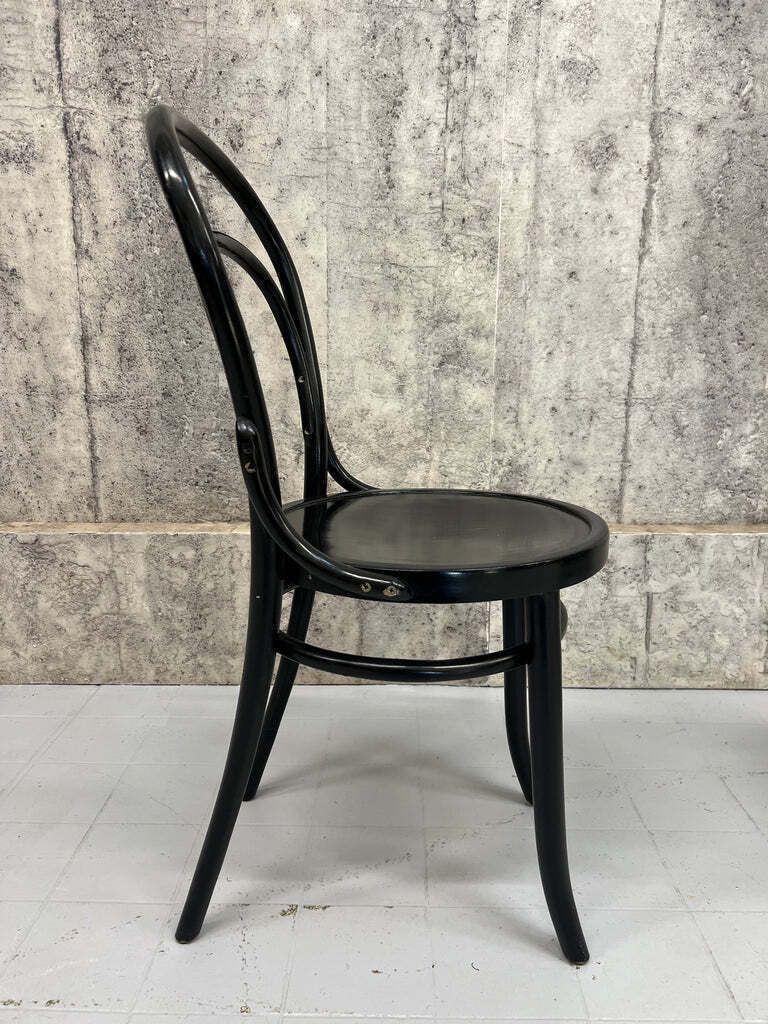 Pair Round Back Ebonised Bentwood French Bistro Chairs photo 425.0