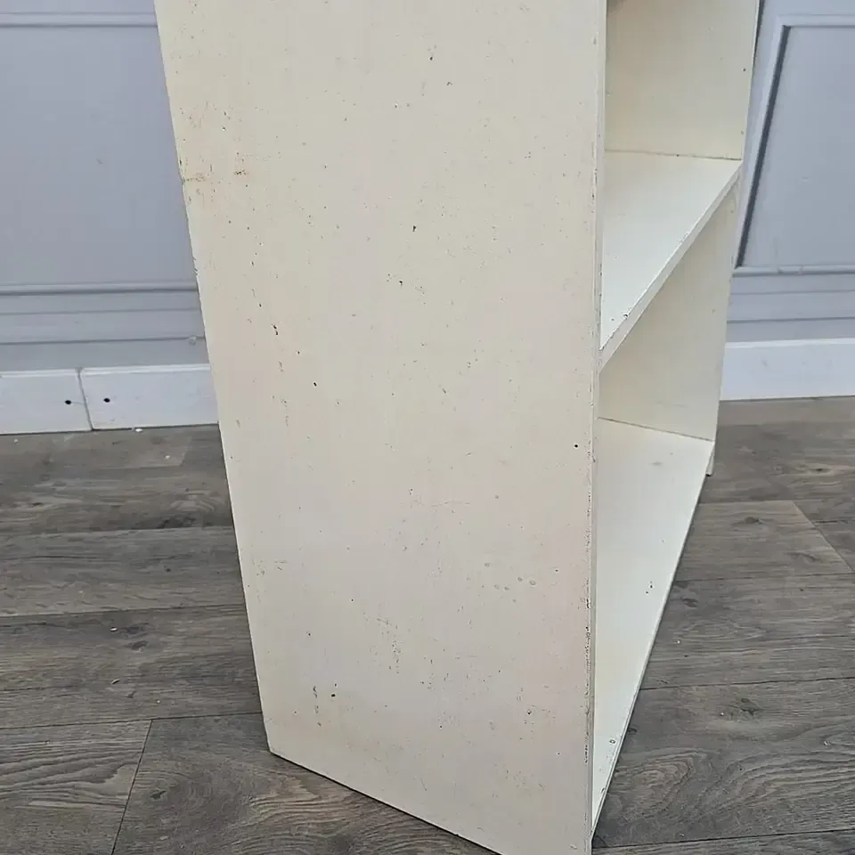 Furniture Vintage Painted Bookcase   Open Shelving Unit Plywood Utility Shelves   Retro photo