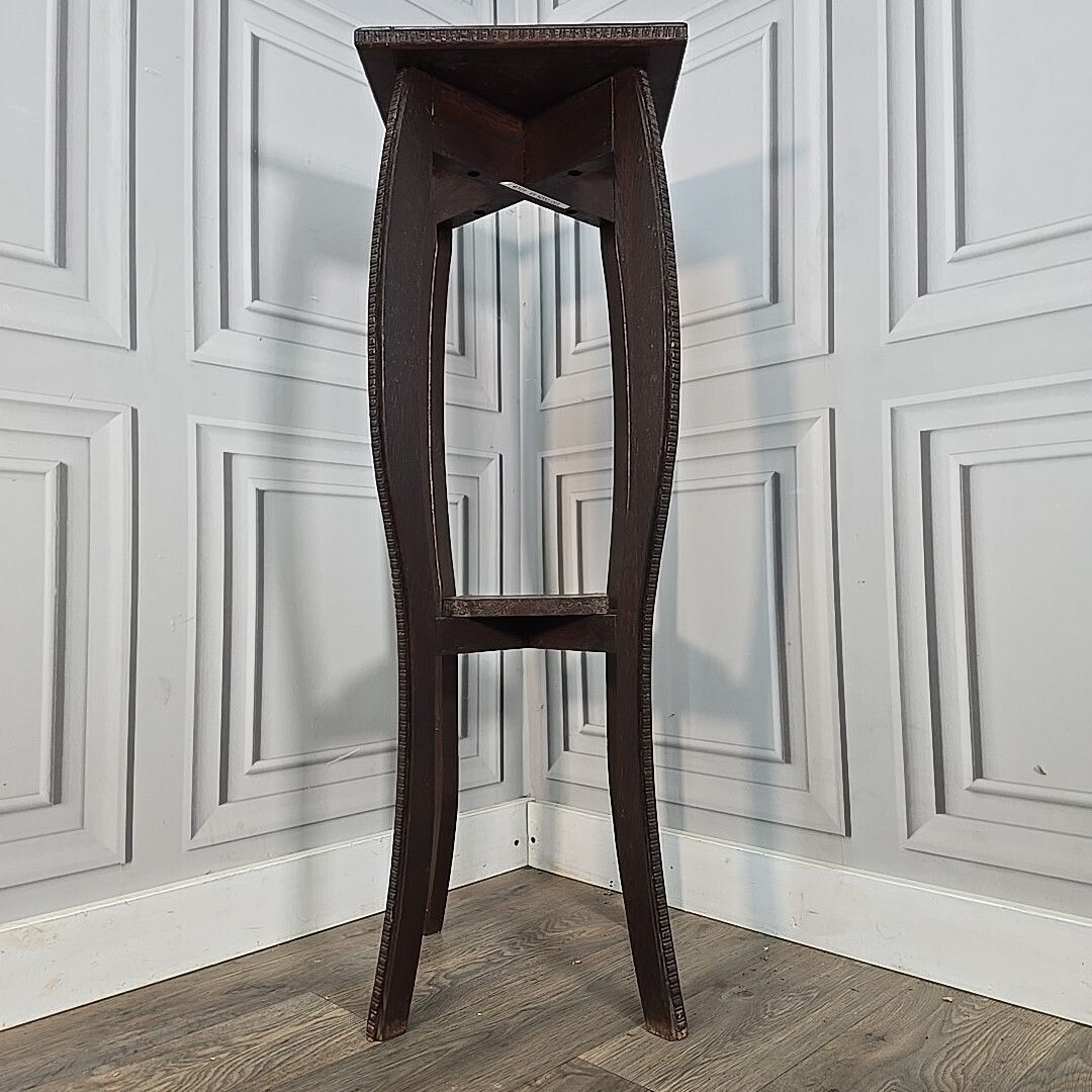 Antique Plant Stand Arts & Crafts Solid Oak – Tall Two Tier Display Wooden photo 110.0