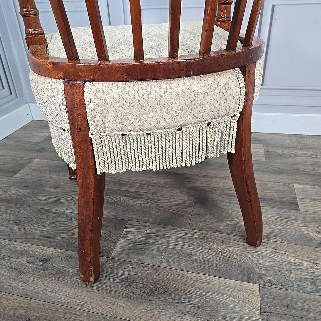 photo buy Antique Edwardian Armchair Button Back Tub Conversation Chair Wooden Victorian