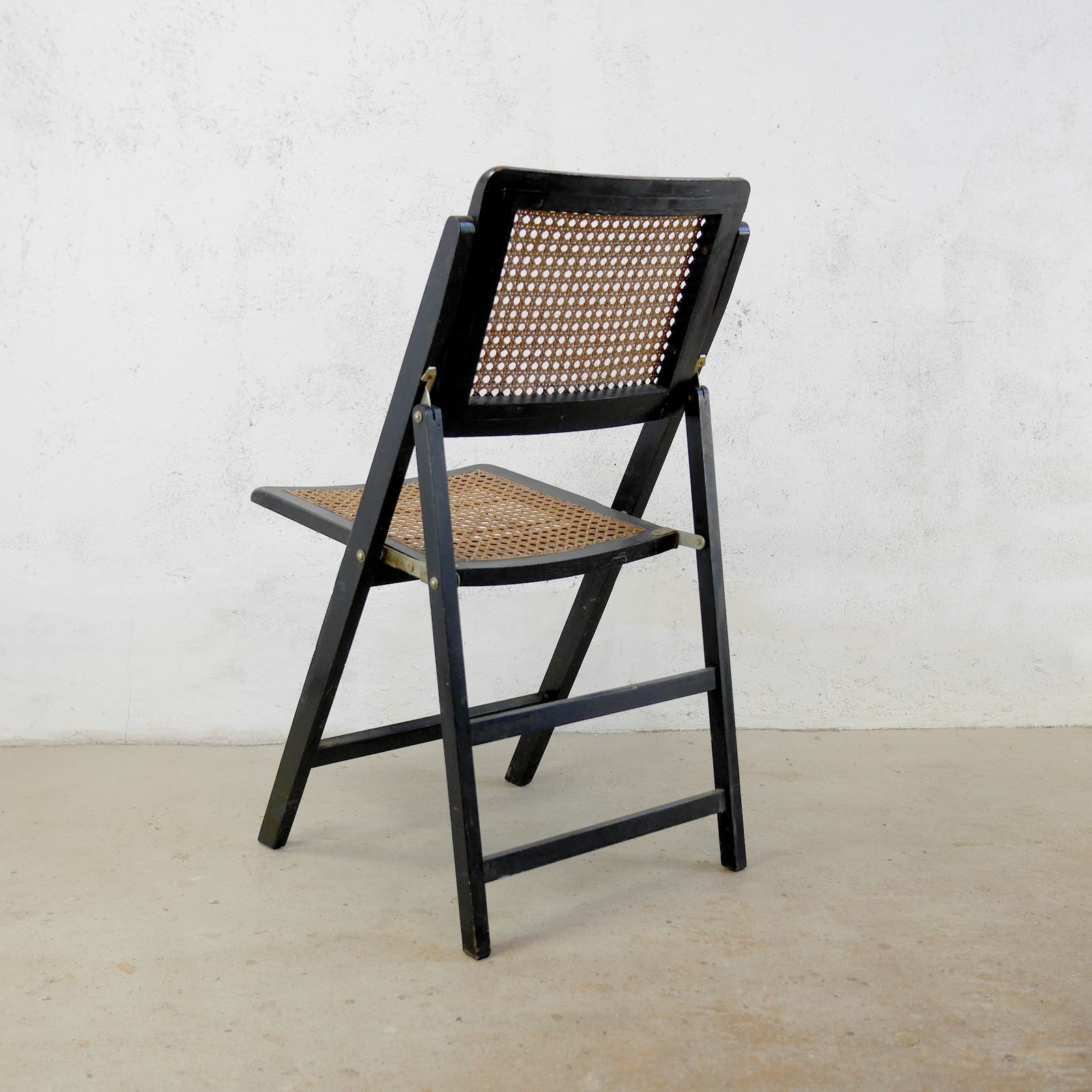 photo furniture Set 4 Vintage 60/70s Folding Chairs Caned Rattan Italian #103153