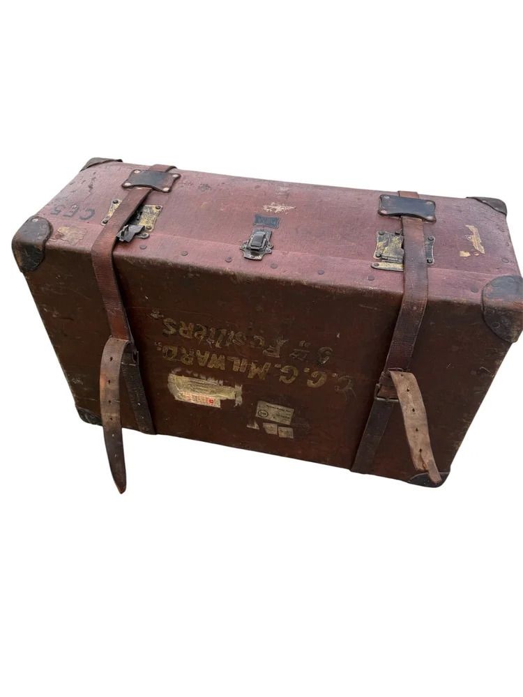 Early 20th Century Campaign Military Chest / Travel Trunk Pukka Luggage With Harrods Label photo 150.0