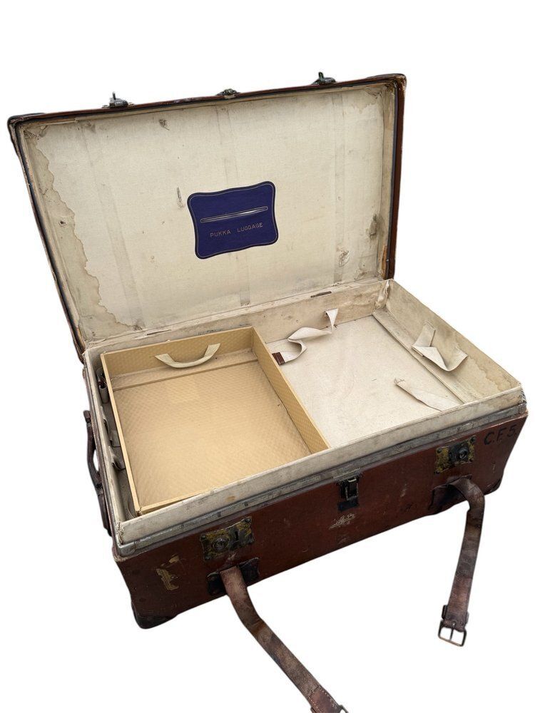Early 20th Century Campaign Military Chest / Travel Trunk Pukka Luggage With Harrods Label photo buy