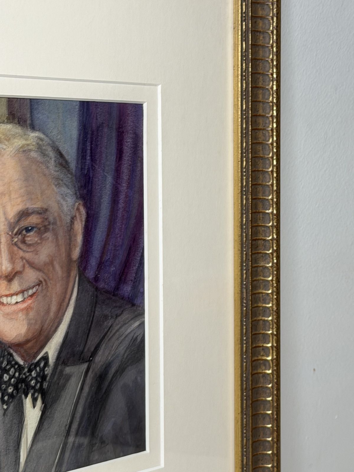 photo for sale Franklin D. Roosevelt Portrait Watercolou Signed Mid Century Painting With Birmingham Provenance