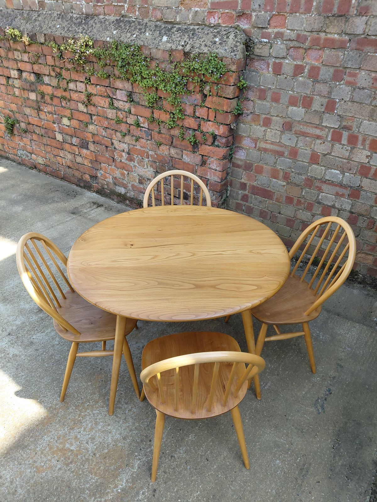 Ercol Blonde Oval Breakfast Table   Model Number 396  & Set Of 4 Ercol Chairs Model 370 photo furniture