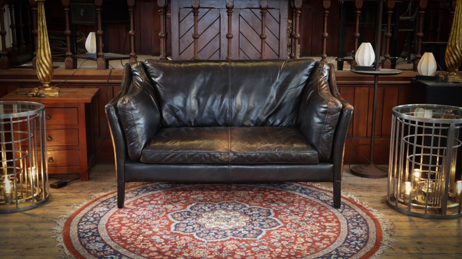 photo for sale Stunning Timothy Oulton Halo Reggio 2 Seater Leather Sofa Destroyed Black