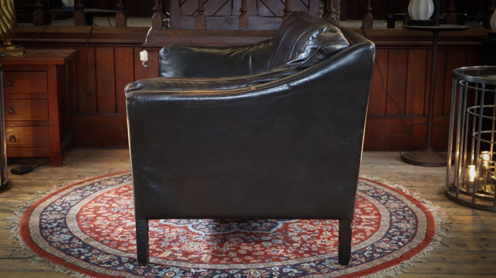 1499.0 Stunning Timothy Oulton Halo Reggio 2 Seater Leather Sofa Destroyed Black photo