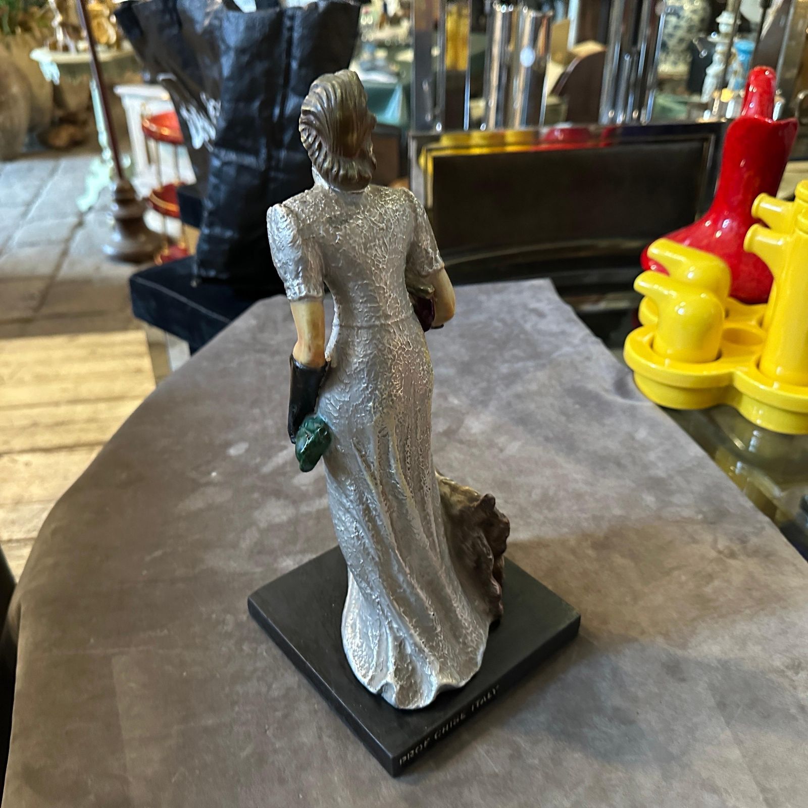 Art 1940s Italian Ceramic Figurine By Mollica, Woman With Fox Terrier photo