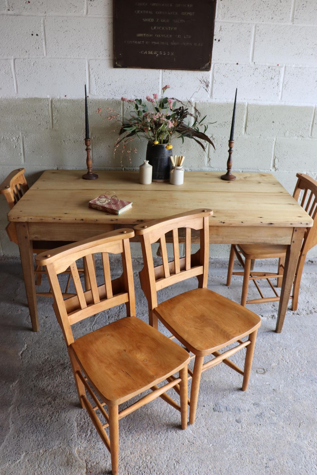 Set Of Four Restored English Chapel Chairs With Hymn Book Holders photo furniture