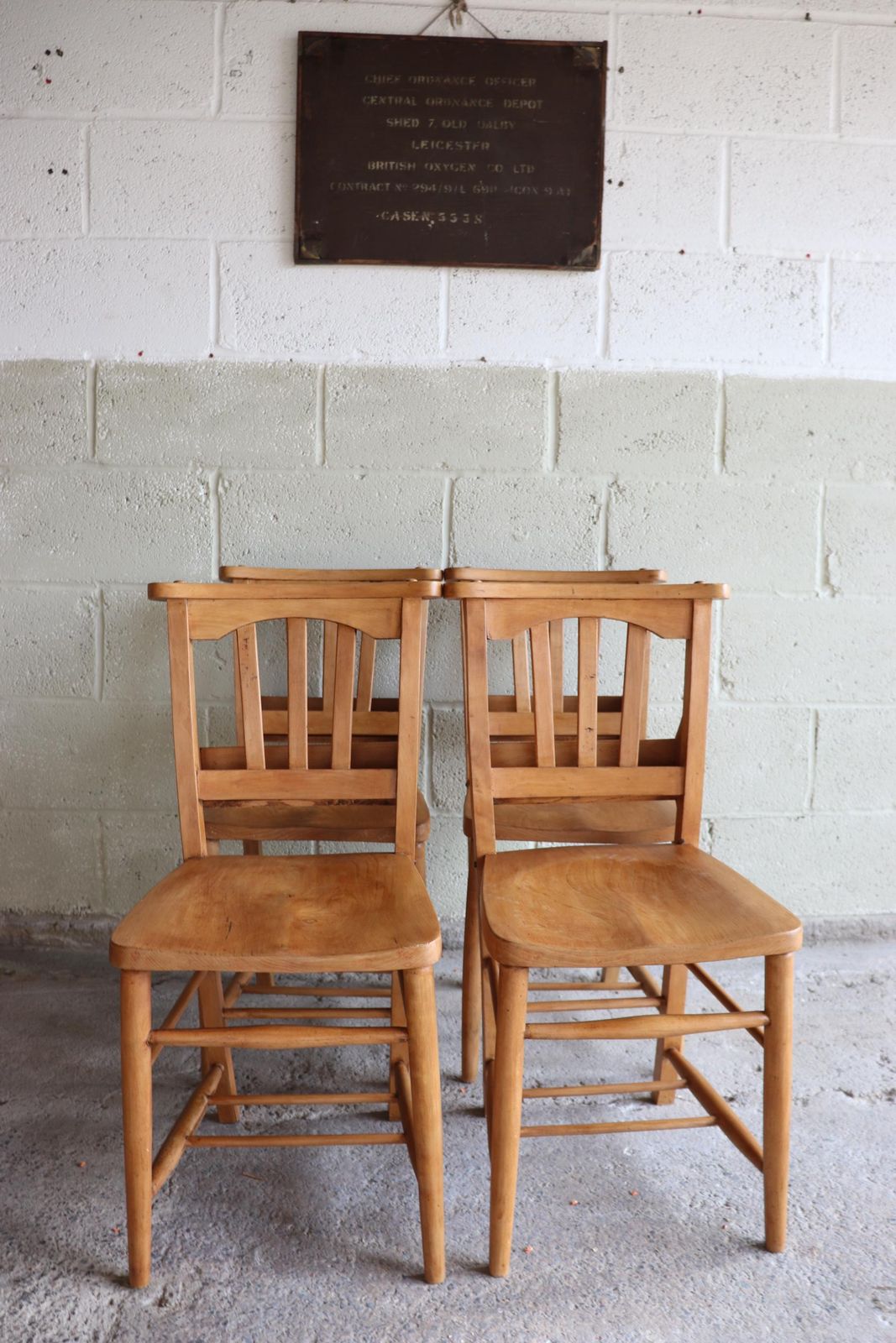 photo furniture Set Of Four Restored English Chapel Chairs With Hymn Book Holders