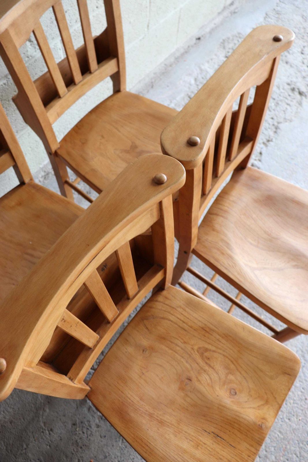 photo vinterior Set Of Four Restored English Chapel Chairs With Hymn Book Holders