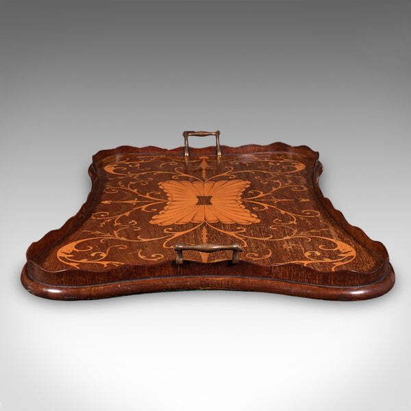 Antique Butler's Serving Tray, English, Afternoon Tea Platter, Inlay, Victorian photo 913.0