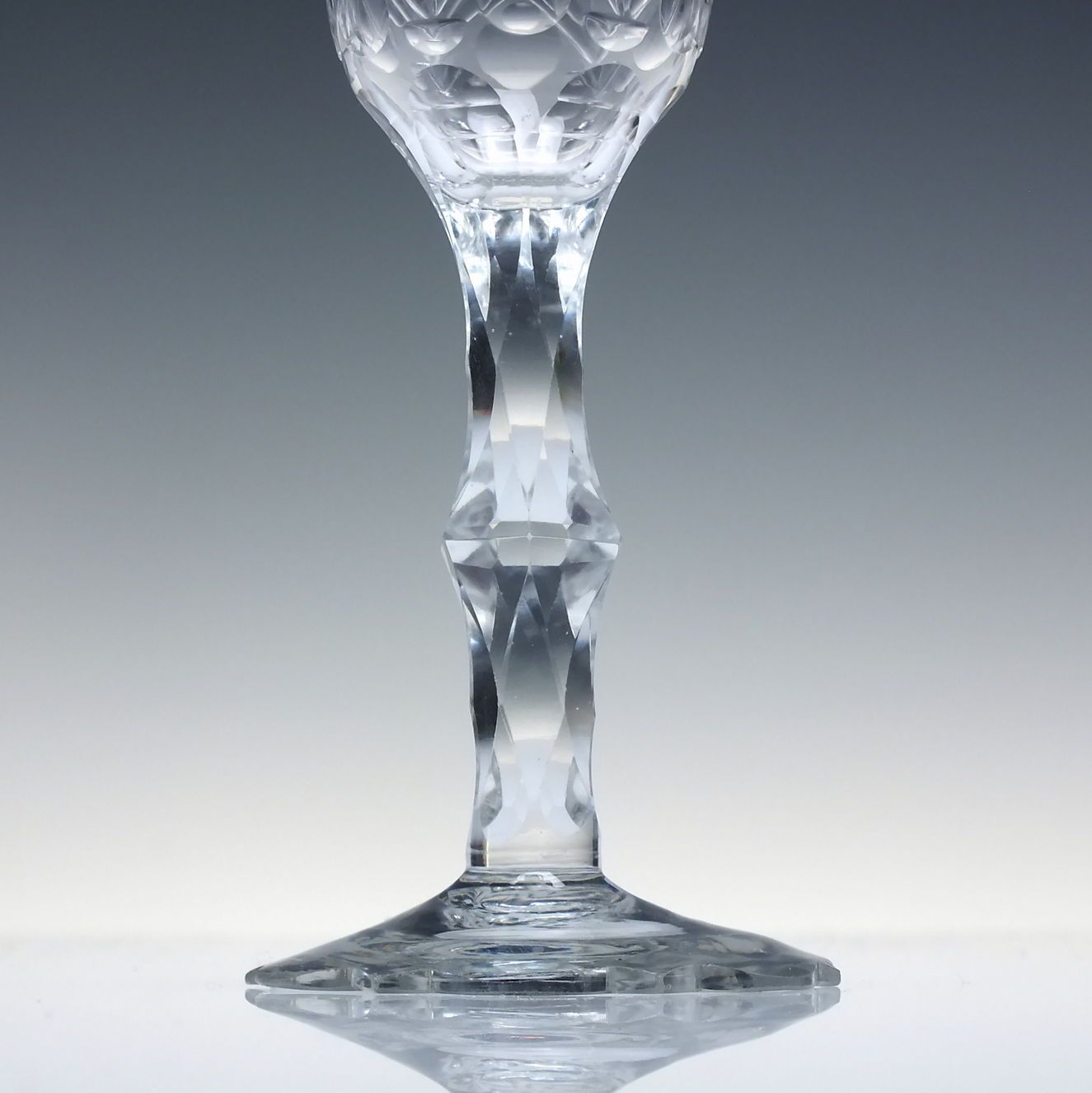 Rare 18th Century Georgian Facet Cut Wine Glass C1780 With Scallop And Point Cut Foot photo Home Decor