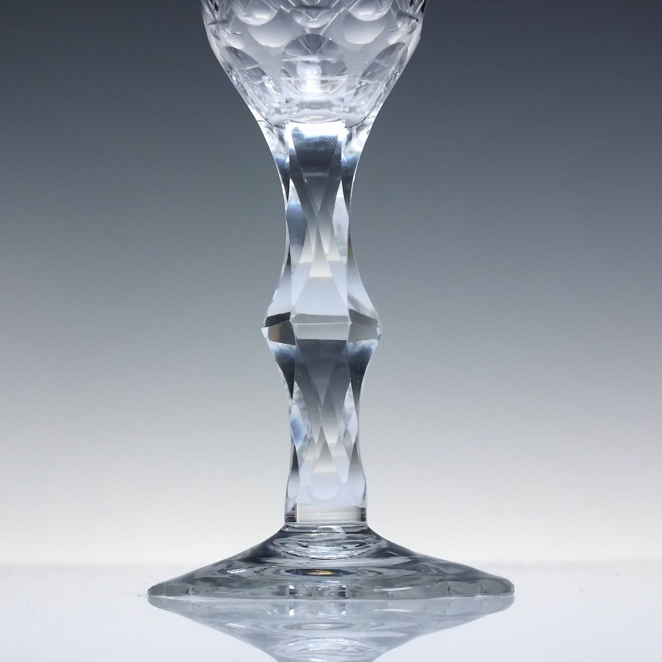 Rare 18th Century Georgian Facet Cut Wine Glass C1780 With Scallop And Point Cut Foot photo 375.0