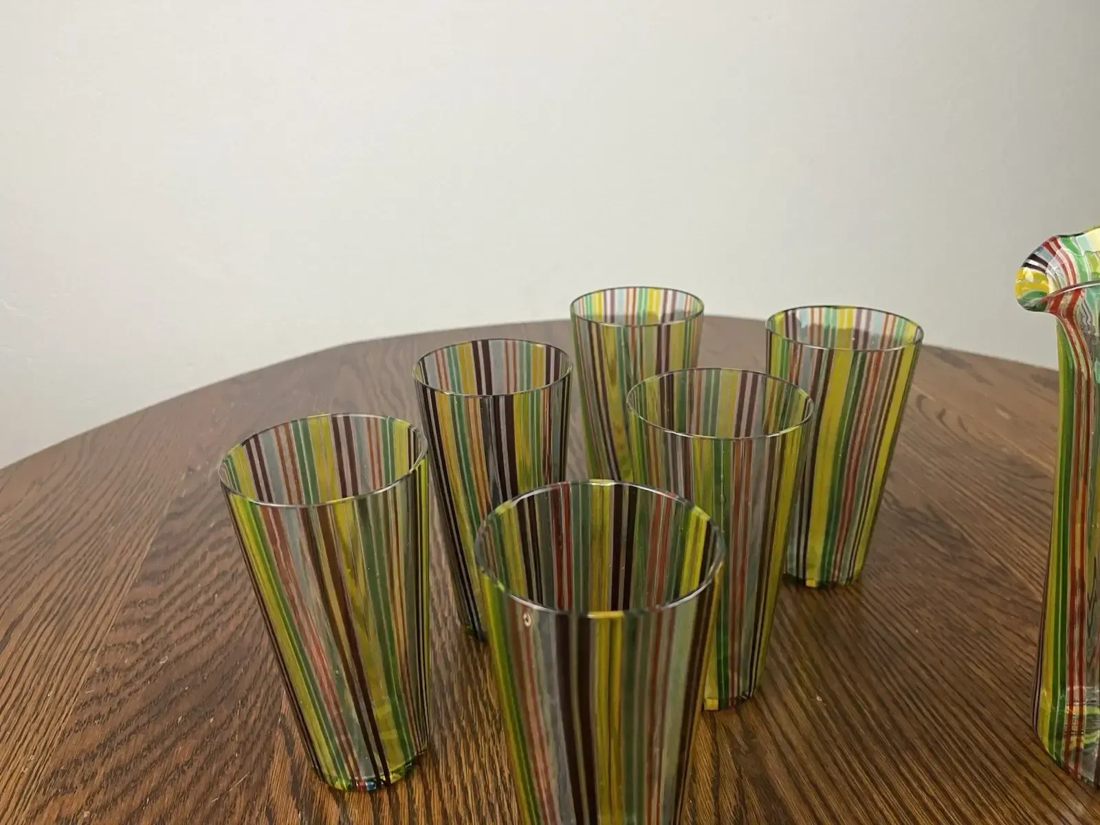 Set Of 6 Gio Ponti Venini Reed Carafe Glasses, 1950s Vintage Design photo buy