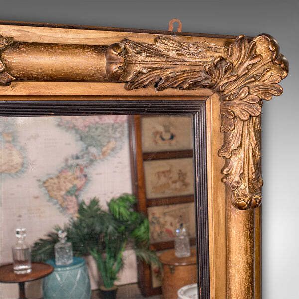 Antique Regency Overmantle Mirror, English, Giltwood, Neoclassical, Circa 1820 photo vintage