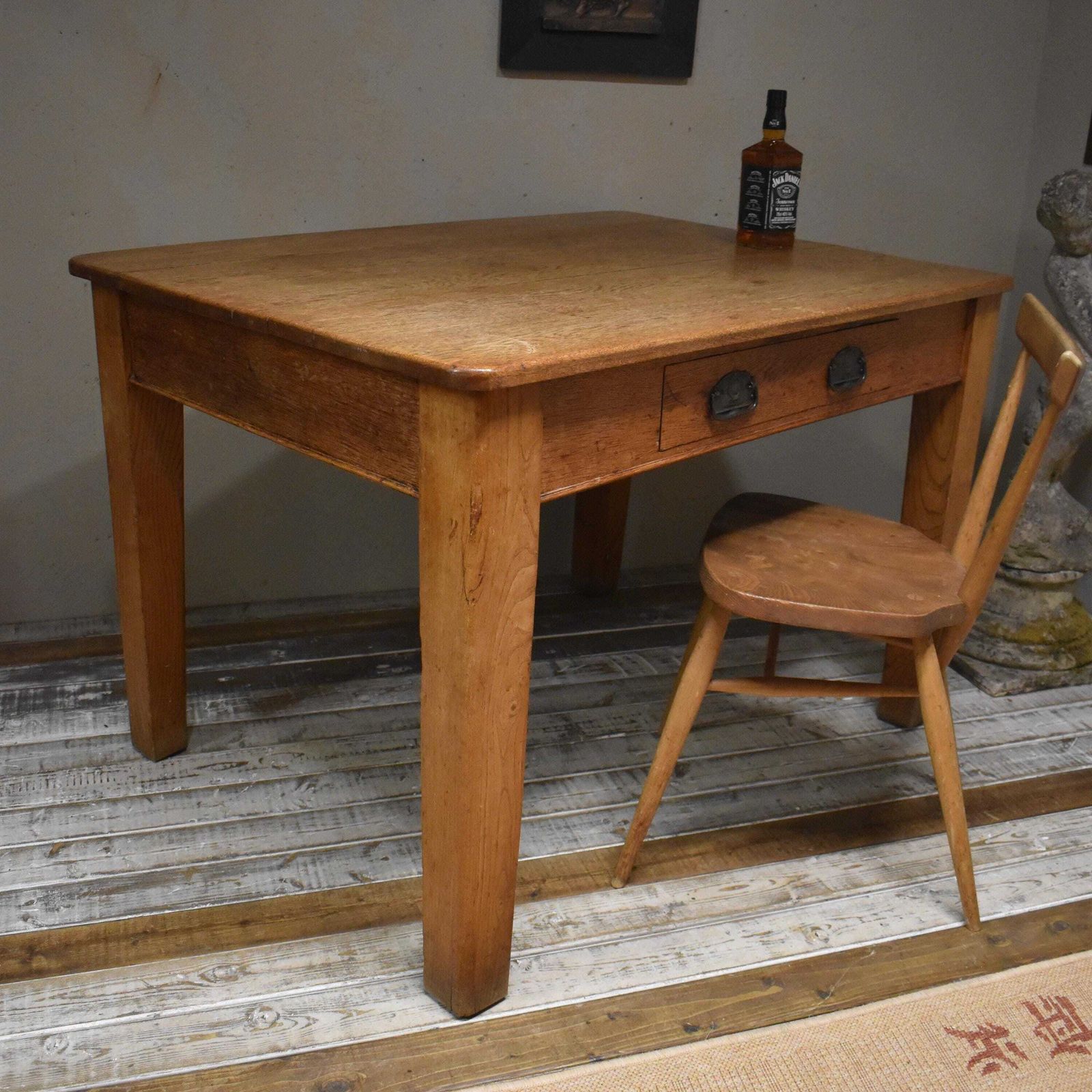 Vintage Oak Bakers Prep Kitchen Scullery Dining Table